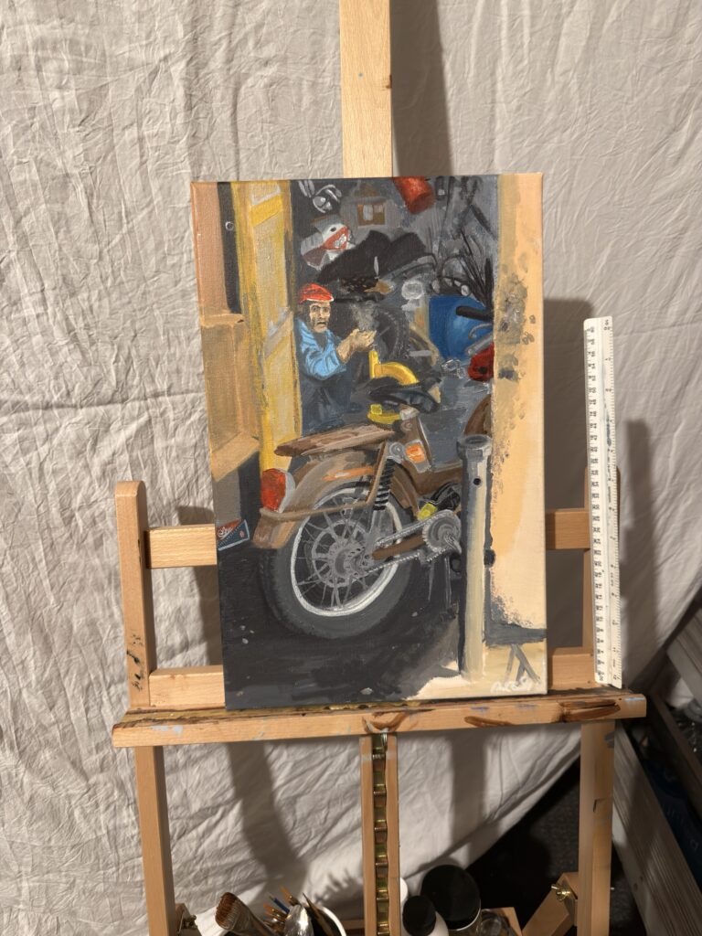 Original Acrylic Painting - Moroccan Mechanic — view 1 | Figac & Company, Indianapolis